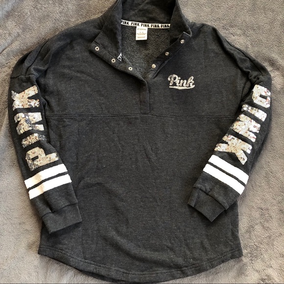PINK Victoria's Secret Tops - SOLD ❌ PINK VS Boyfriend Varsity Bling Pull Over